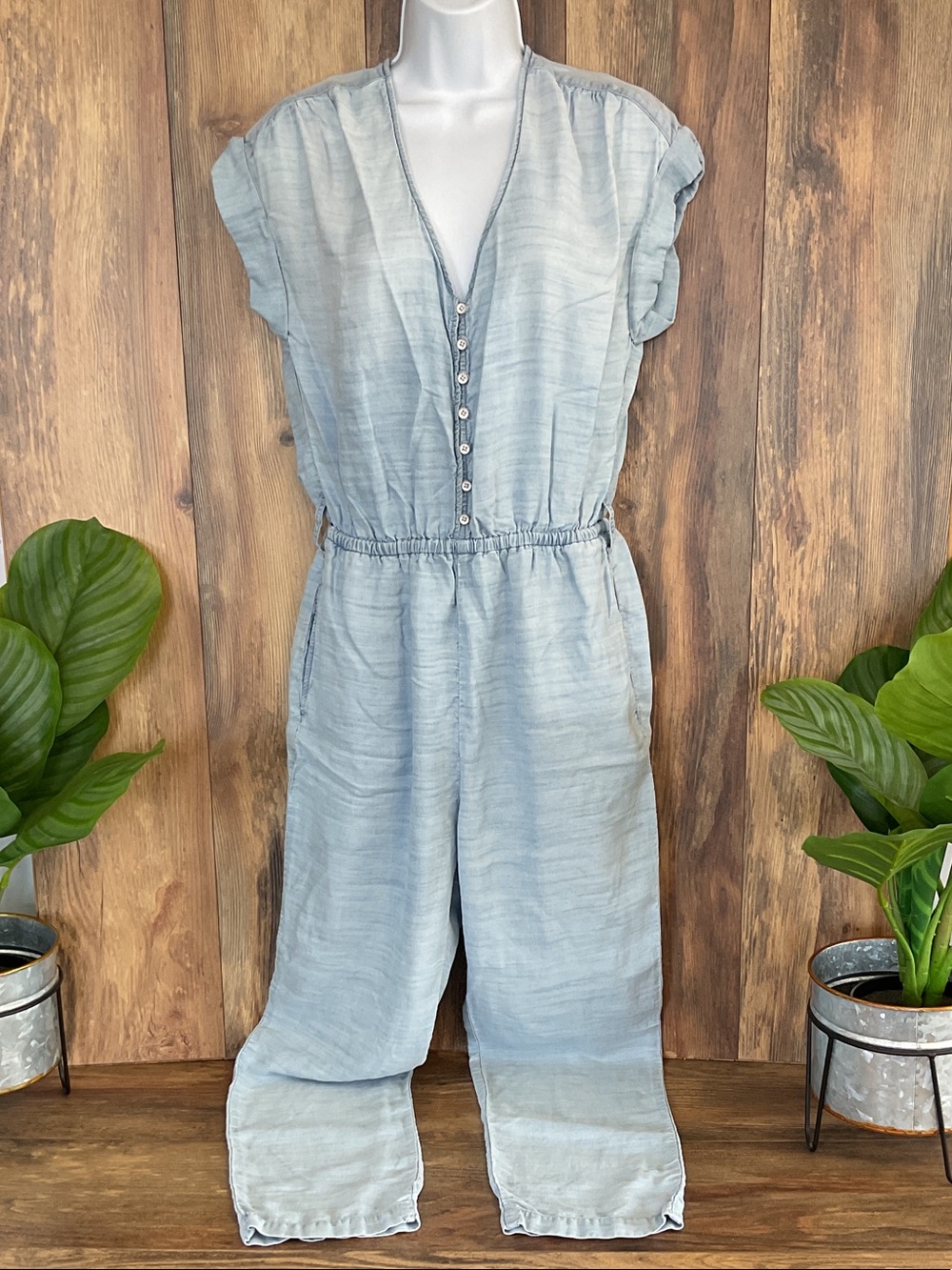 Cloth & Stone Denim Look Linen-Blend Jumpsuit S     112B